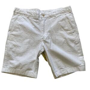 Brooks Brothers Shorts Mens 34 White Seersucker Coastal Vacation 100% Cotton